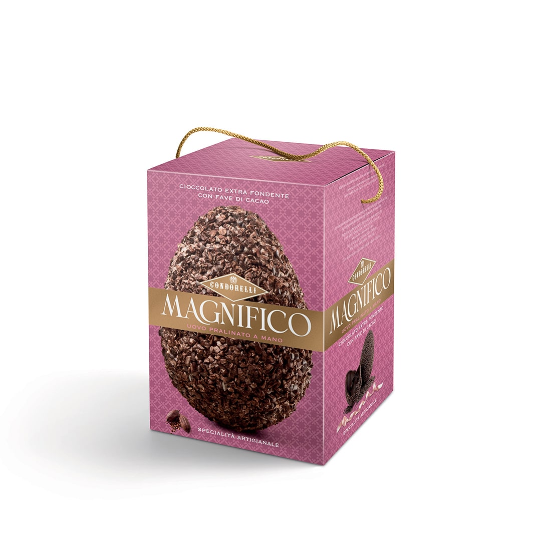 Uovo magnifico cioccolato extrafondente con fave di cacao 230g