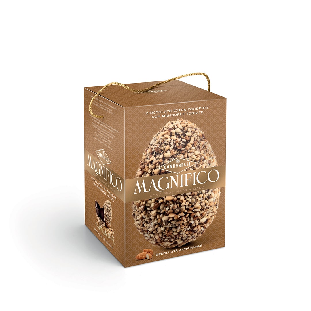 Uovo magnifico ciocc. Extrafondente con mandorle tostate 230g