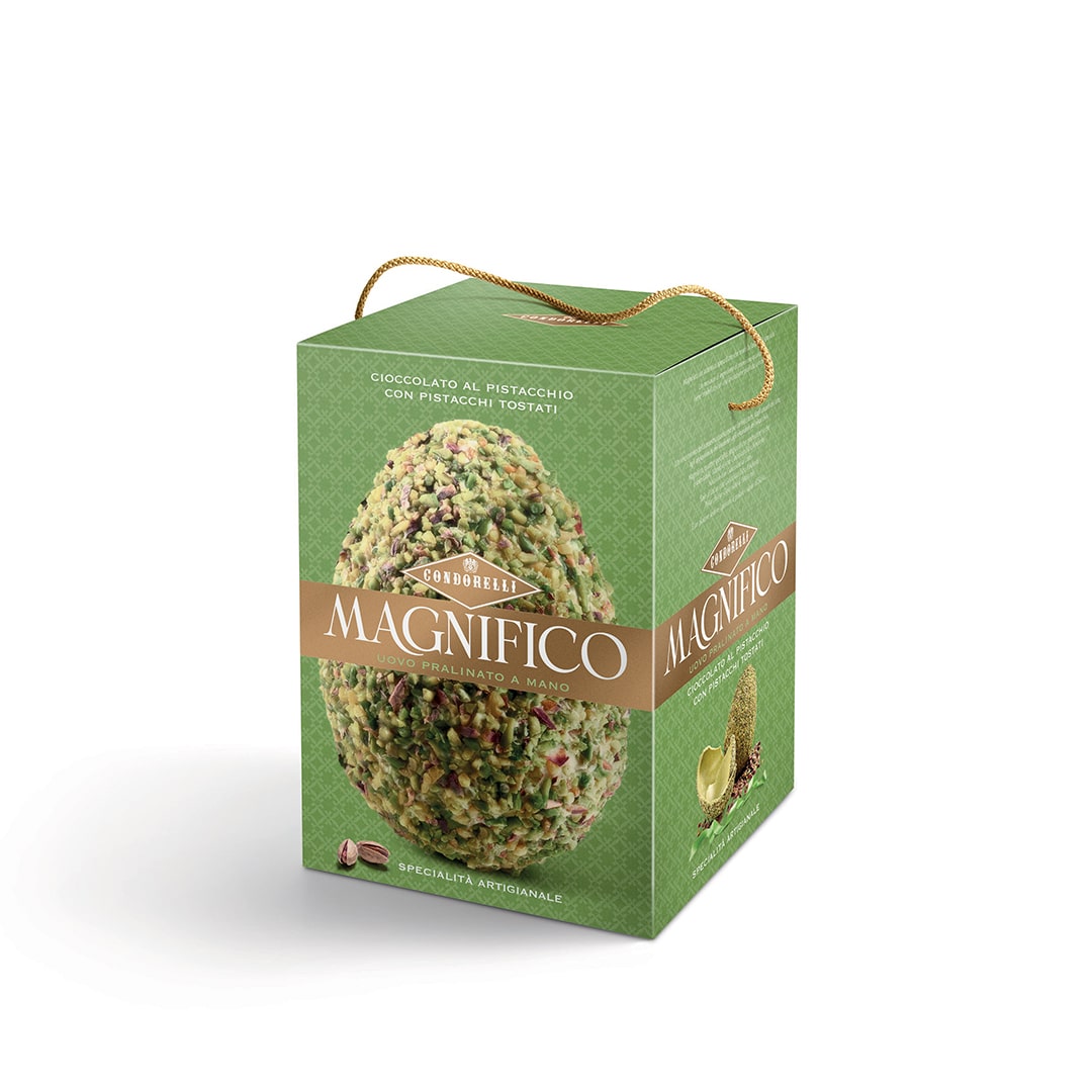 Uovo magnifico cioccolato al pistacchio con granella pistacchio 230g